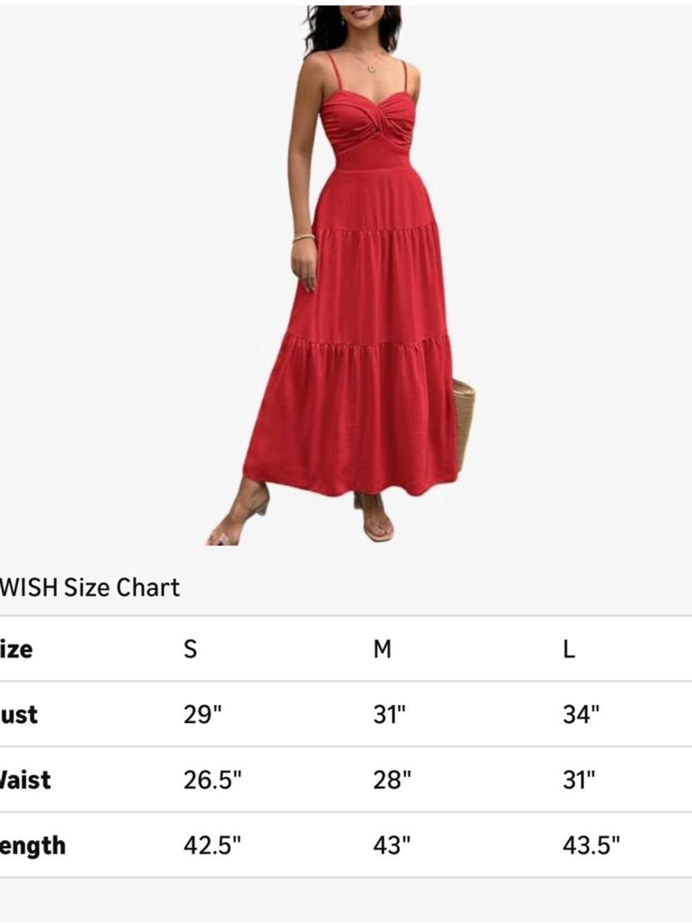 NWT Red Spaghetti Strap Tiered Maxi Dress-S - Picture 12 of 16
